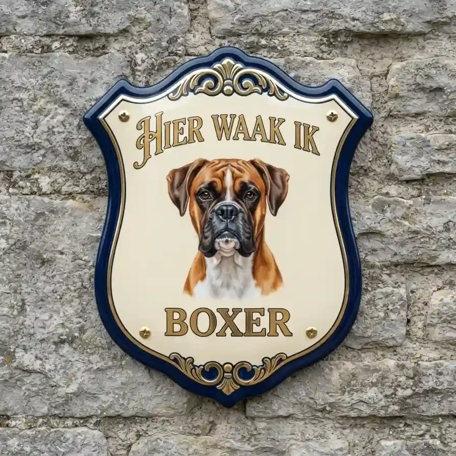 Waakbord Boxer - Hier Waak Ik