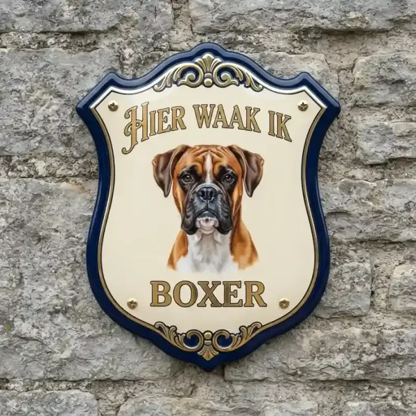 Waakbord Boxer - Hier Waak Ik