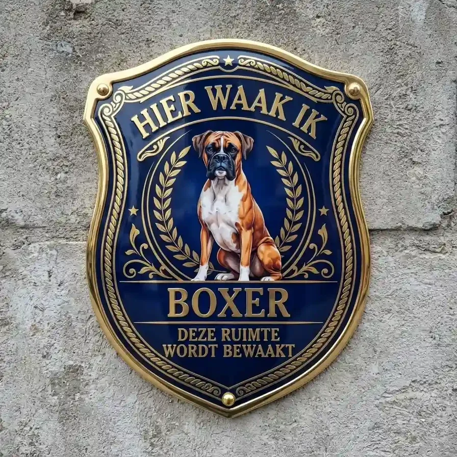 Waakbord Boxer Schild - Hier Waak Ik