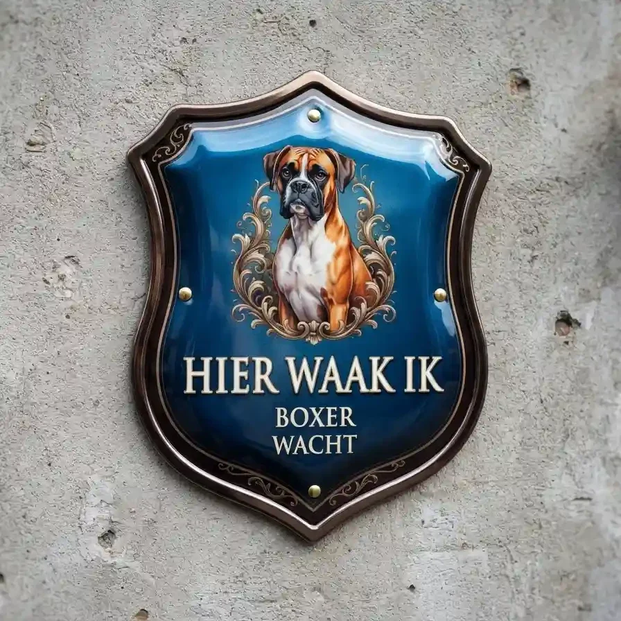 Waakbord Boxer - Hier Waak Ik (Acryl 4mm)