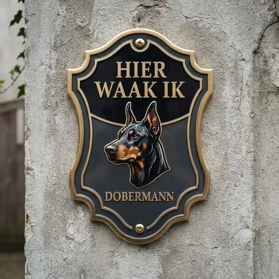 Acryl Waakbord Dobermann Hier Waak Ik 4mm