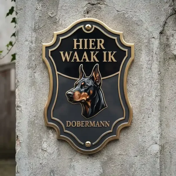 Acryl Waakbord Dobermann Hier Waak Ik 4mm