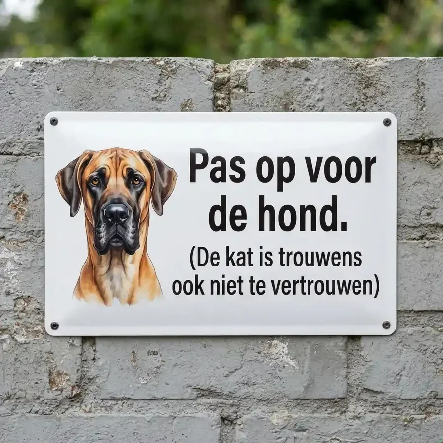 Waakbord Duitse Dog - Pas op voor de hond