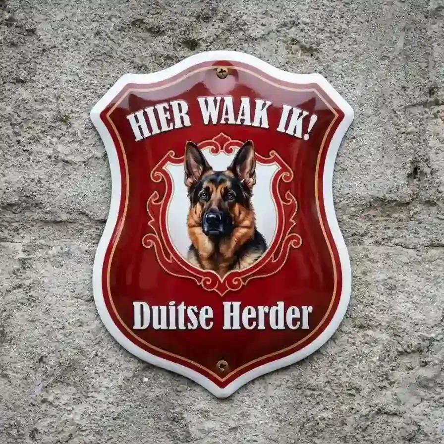 Waakbord Duitse Herder Schild - Hier waak ik 4mm