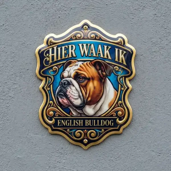 Waakbord Engelse Bulldog - Hier Waak Ik