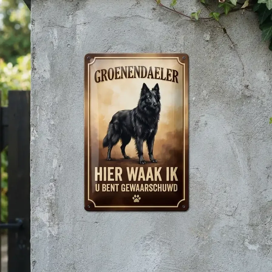 Waakbord Groenendaeler - Hier waak ik