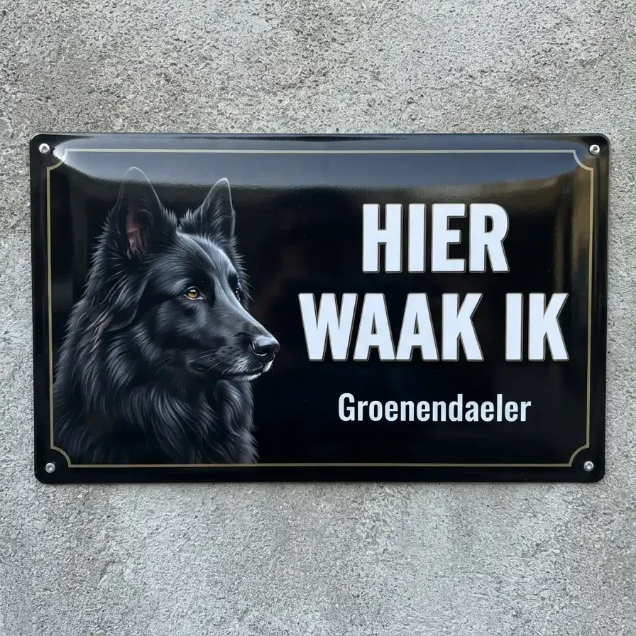 Waakbord Groenendaeler - Hier waak ik