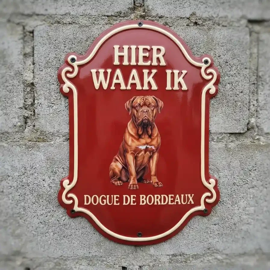 Waakbord Bordeauxdog Acryl 4mm - Hier waak ik