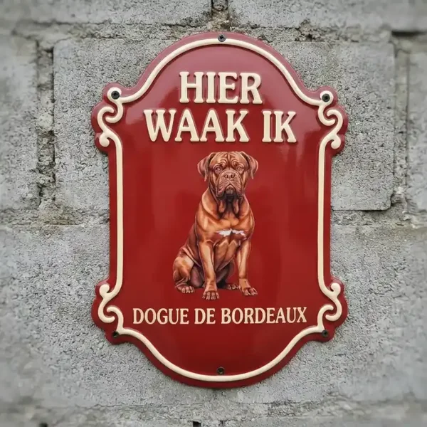 Waakbord Bordeauxdog Acryl 4mm - Hier waak ik