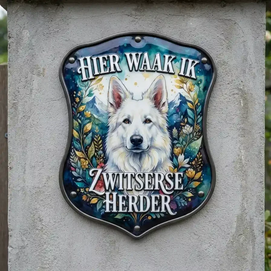 Zwitserse Witte Herder Waakbord Acryl 4mm