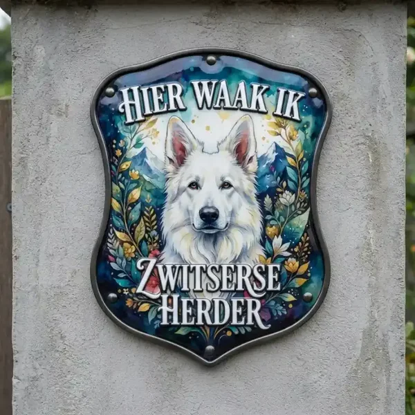 Zwitserse Witte Herder Waakbord Acryl 4mm