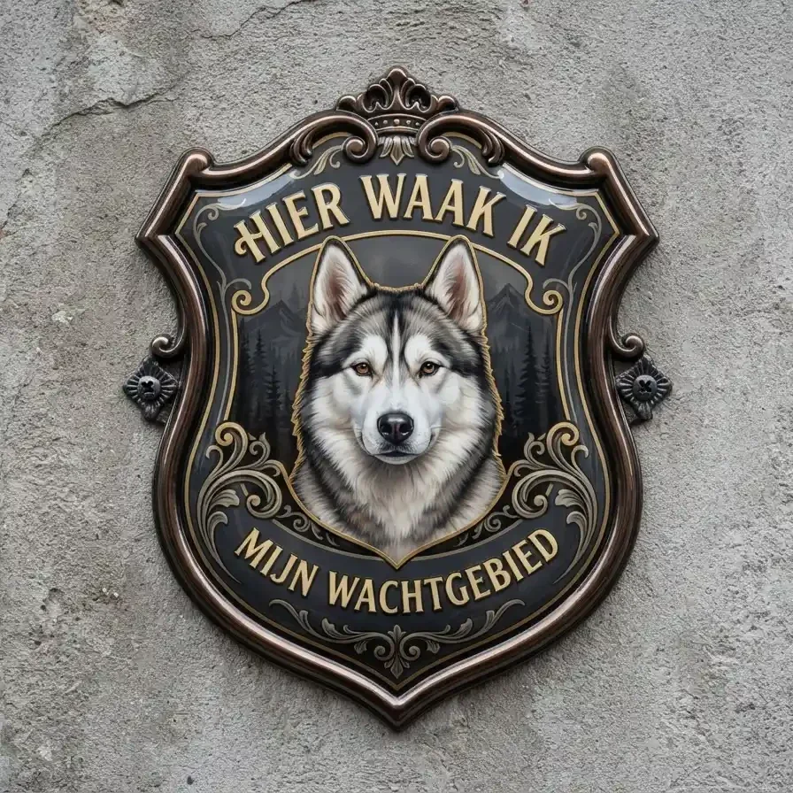 Waakbord Husky - Hier Waak Ik