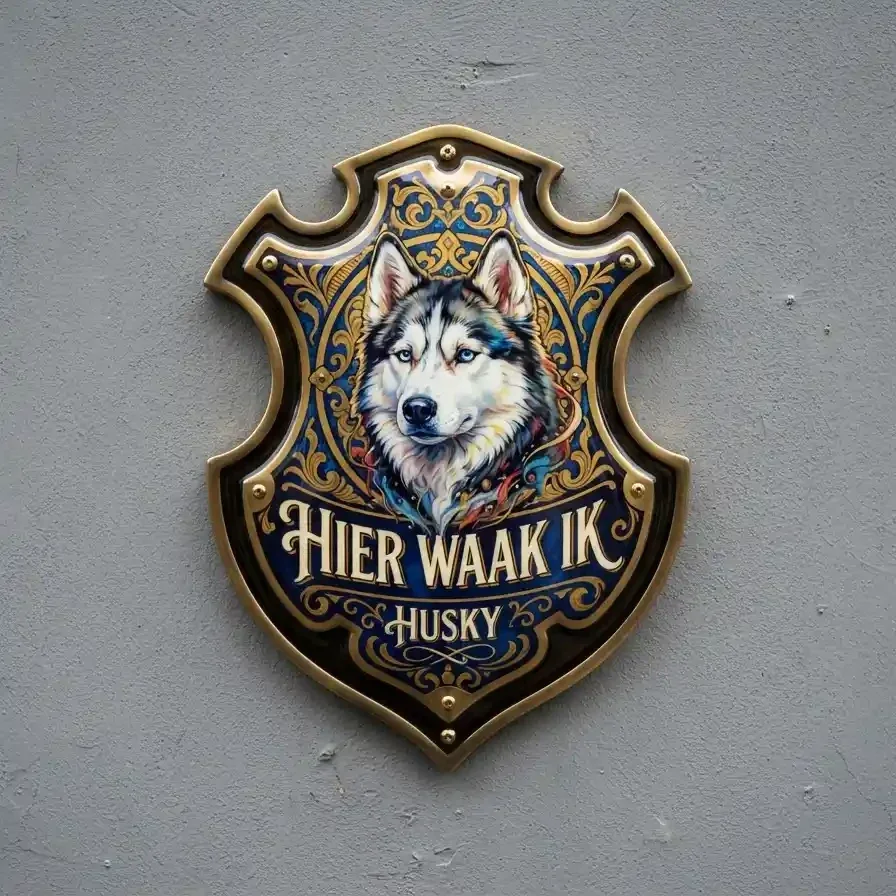Waakbord Husky Acryl Schild - Hier Waak Ik
