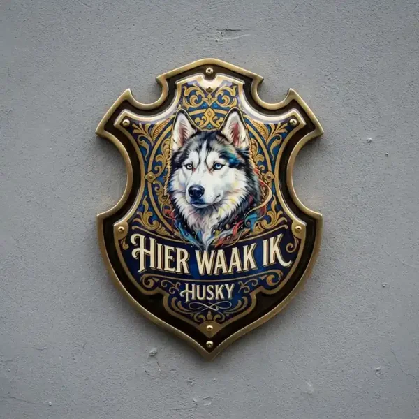Waakbord Husky Acryl Schild - Hier Waak Ik