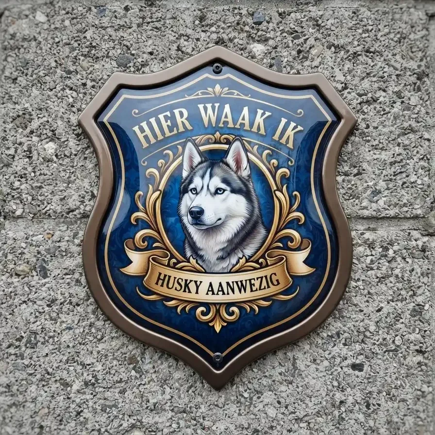 Waakbord Husky - Hier Waak Ik