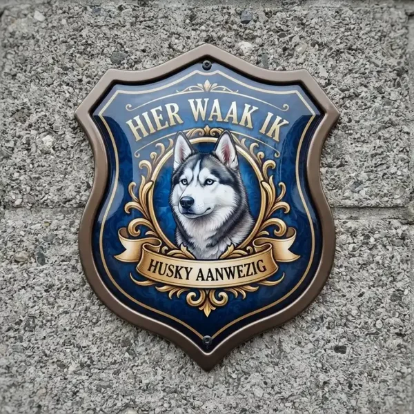 Waakbord Husky - Hier Waak Ik