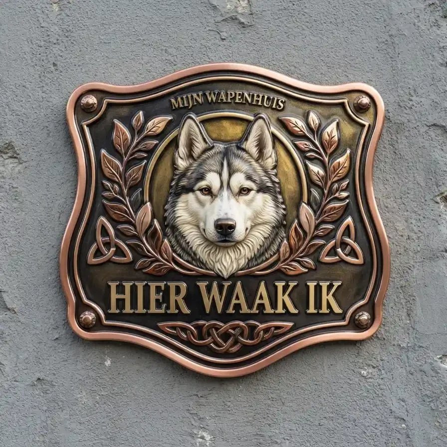 Waakbord Husky - Hier Waak Ik