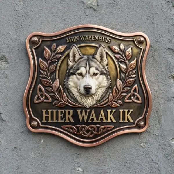 Waakbord Husky - Hier Waak Ik