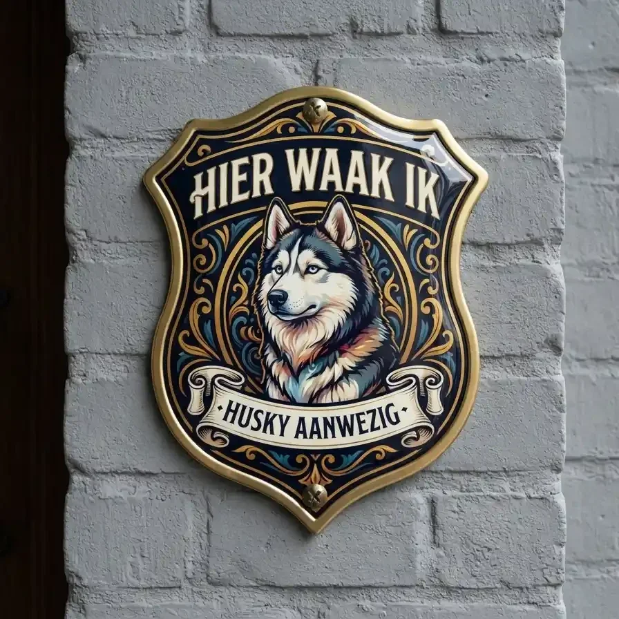 Waakbord Husky - Hier Waak Ik (Acryl 4mm)