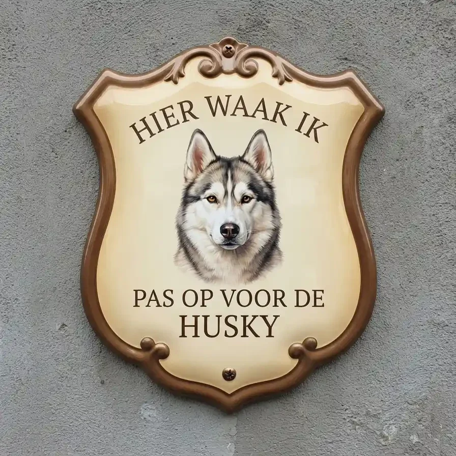 Waakbord Husky - Hier Waak Ik (Acryl 4mm)