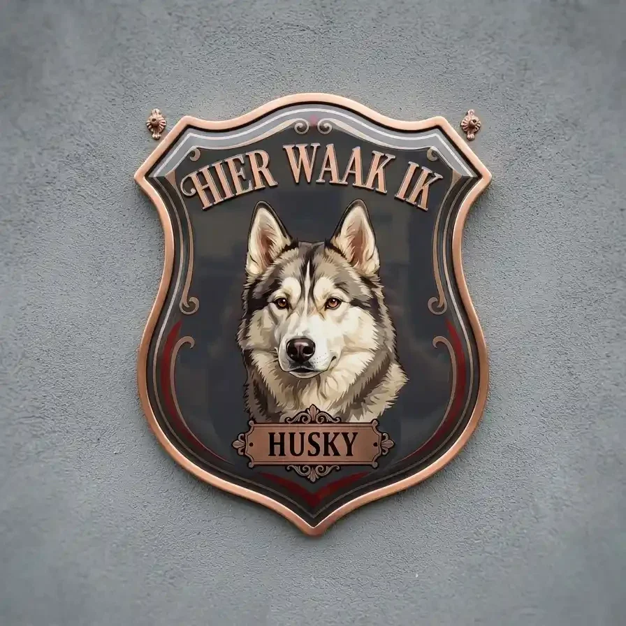 Waakbord Husky - Hier Waak Ik