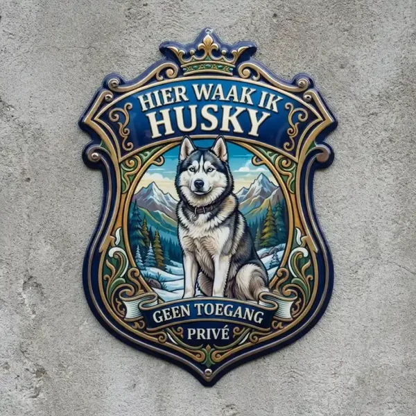 Waakbord Husky - Hier Waak Ik