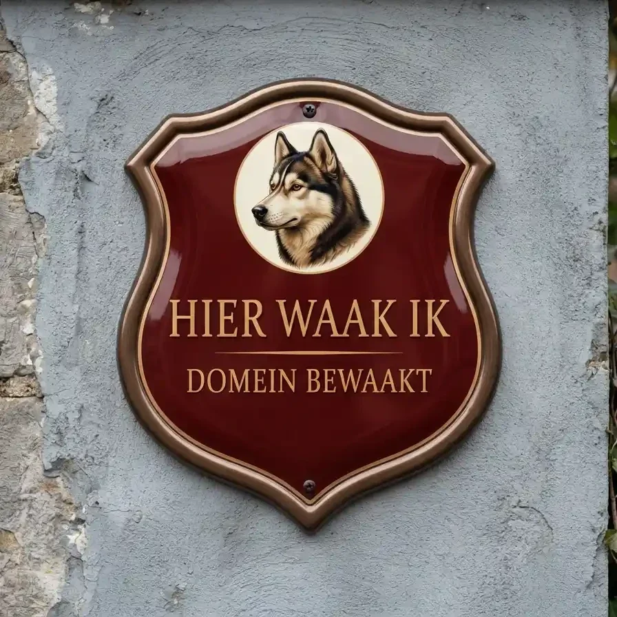 Waakbord Husky - Hier waak ik (Acryl 4mm)