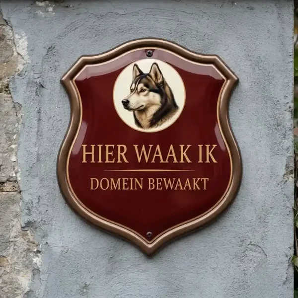 Waakbord Husky - Hier waak ik (Acryl 4mm)