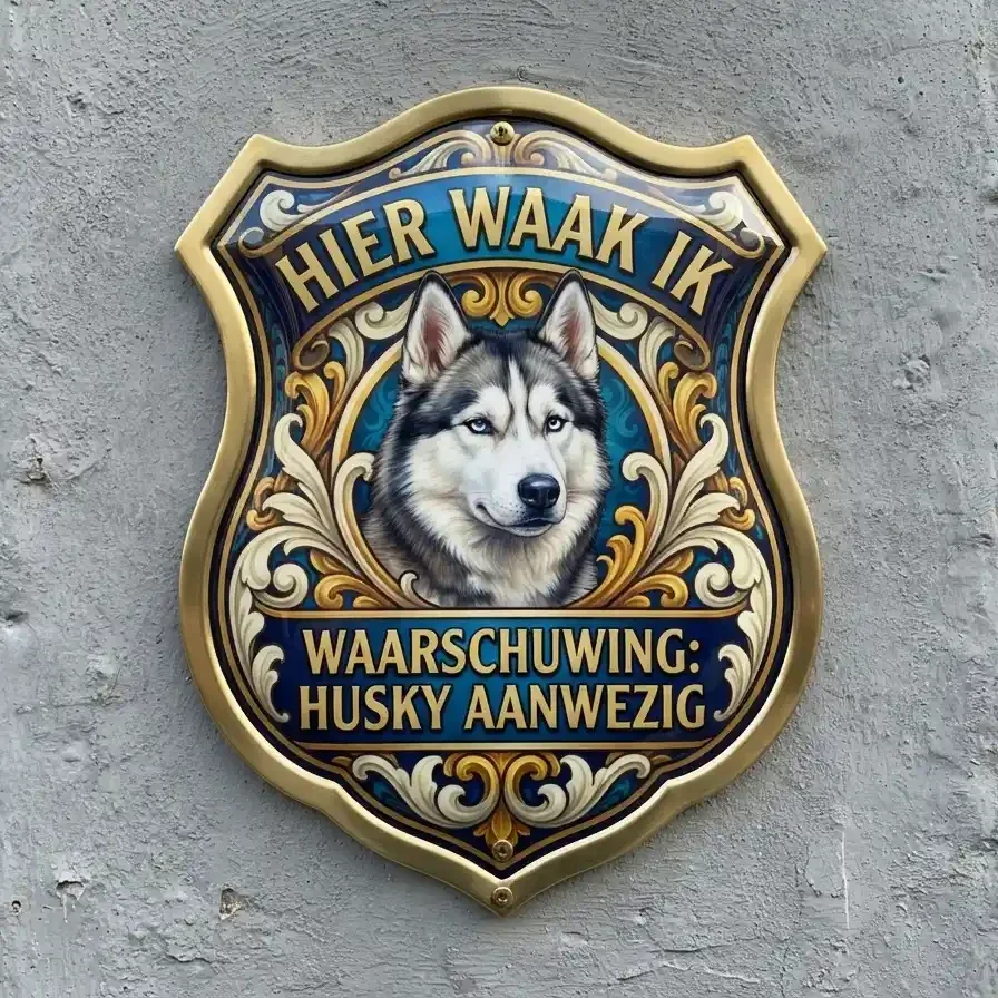 Waakbord Husky - Hier Waak Ik Schild