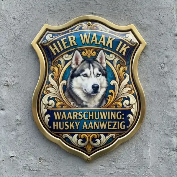 Waakbord Husky - Hier Waak Ik Schild