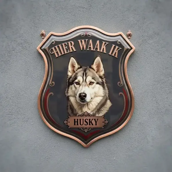 Waakbord Husky - Hier Waak Ik
