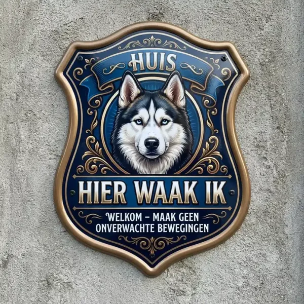 Waakbord Husky - Hier Waak Ik