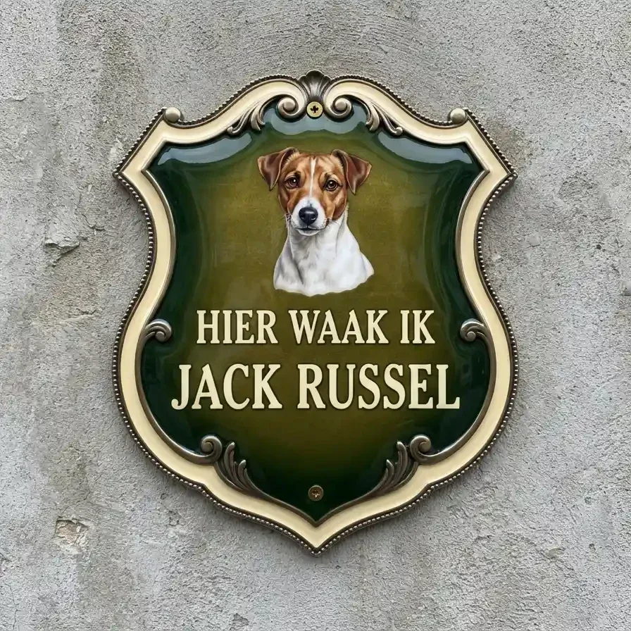 Waakbord Jack Russell Schild Acryl 25x30 35x40 Barok