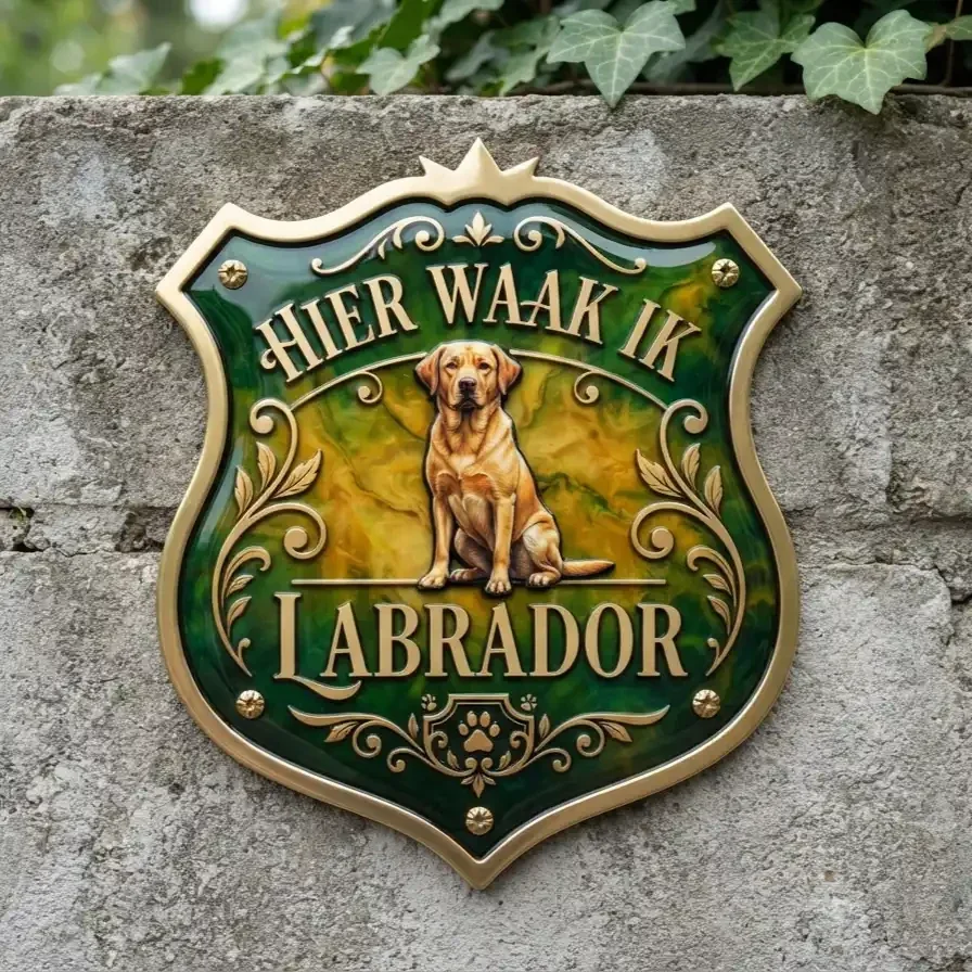 Waakbord Labrador Acryl Schild - Hier Waak Ik