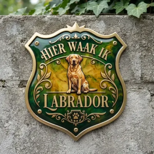Waakbord Labrador Acryl Schild - Hier Waak Ik