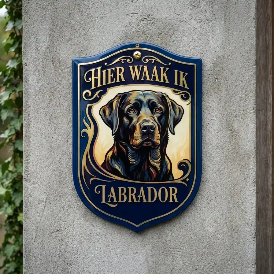 Waakbord Labrador - Hier Waak Ik