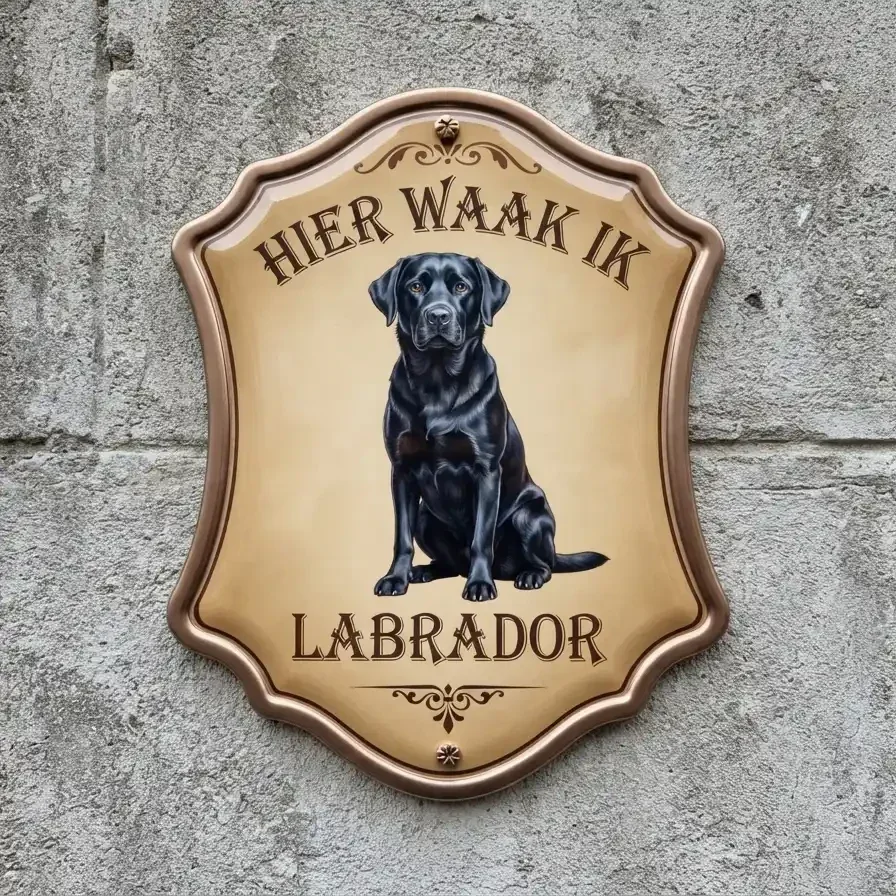 Waakbord Labrador - Hier Waak Ik