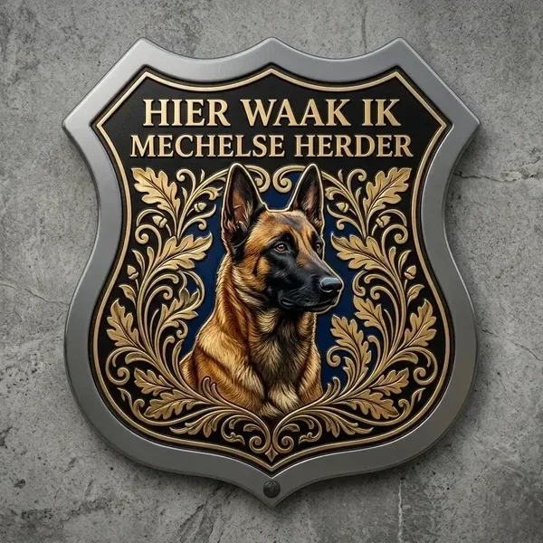 Waakbord Mechelse Herder Schild Acryl - Hier Waak Ik