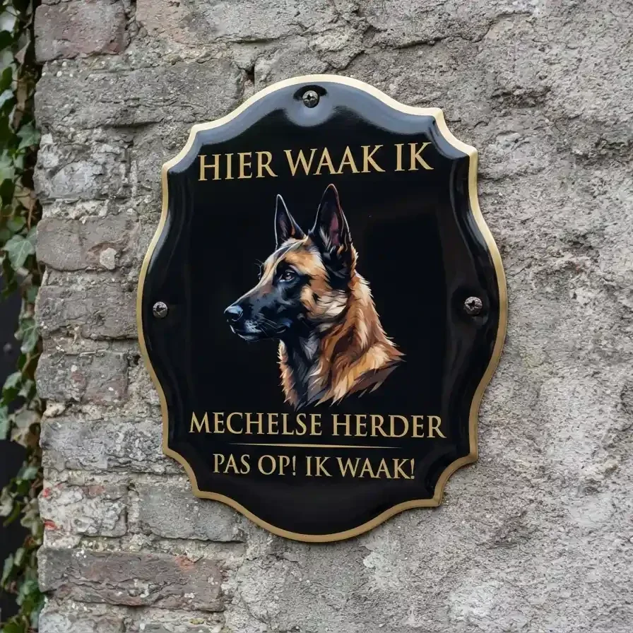Waakbord Mechelse Herder - Hier waak ik
