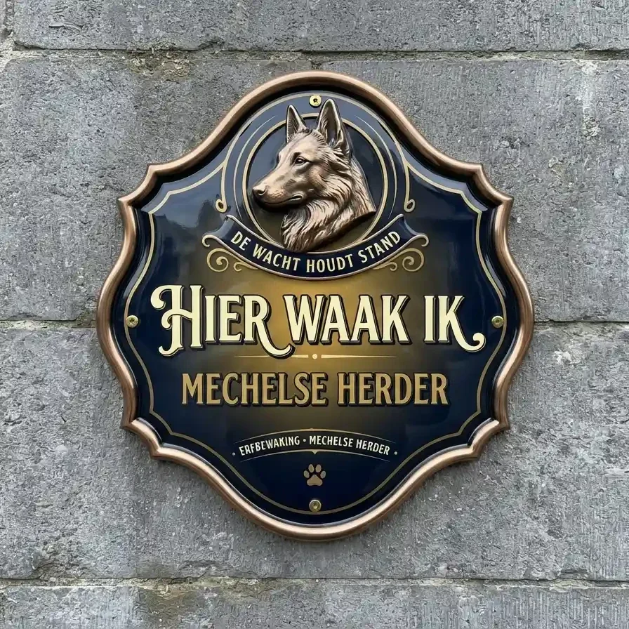 Waakbord Mechelse Herder - Hier Waak Ik
