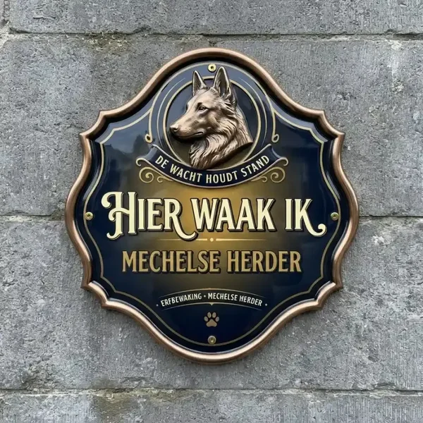 Waakbord Mechelse Herder - Hier Waak Ik