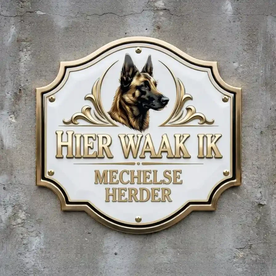 Waakbord Mechelse Herder - Hier waak ik