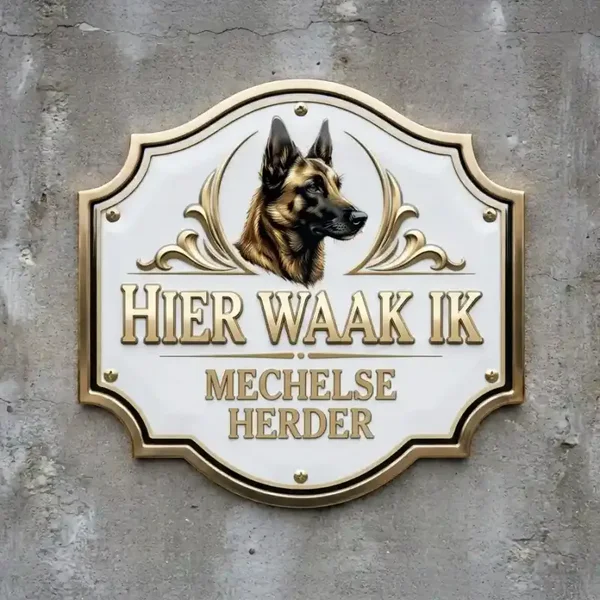 Waakbord Mechelse Herder - Hier waak ik
