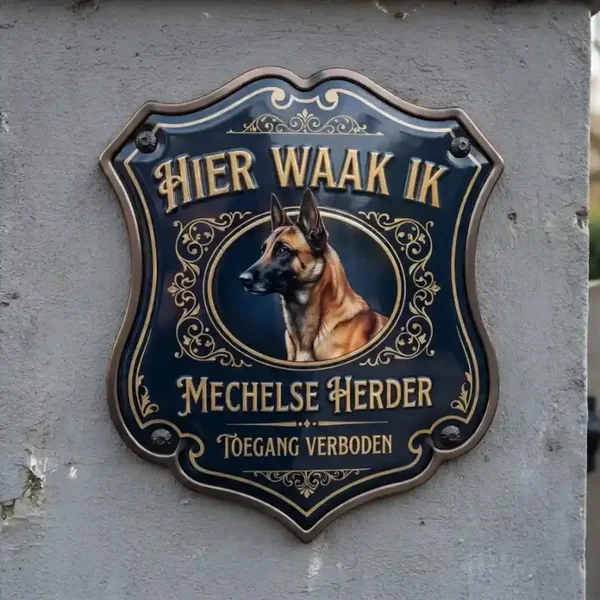 Waakbord Mechelse Herder - Hier Waak Ik