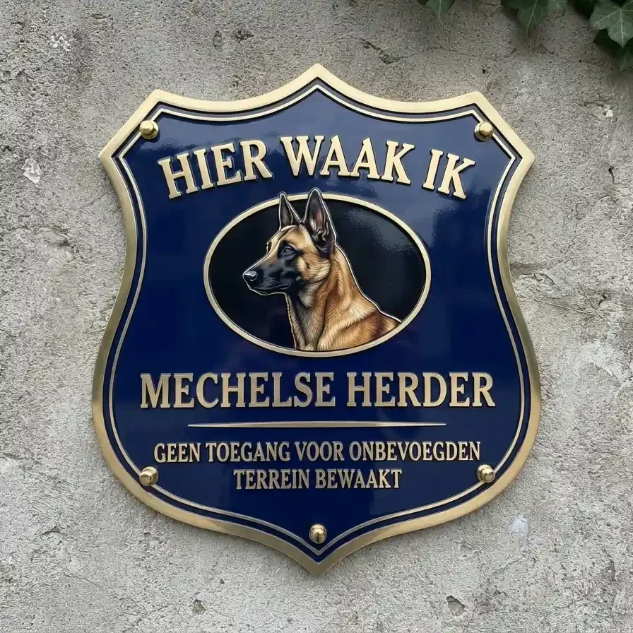 Waakbord Mechelse Herder - Schildvorm Acryl