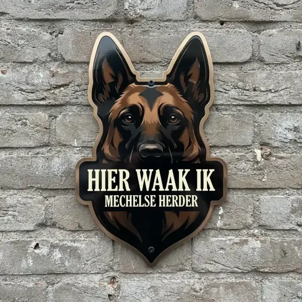 Waakbord Mechelse Herder - Hier Waak Ik