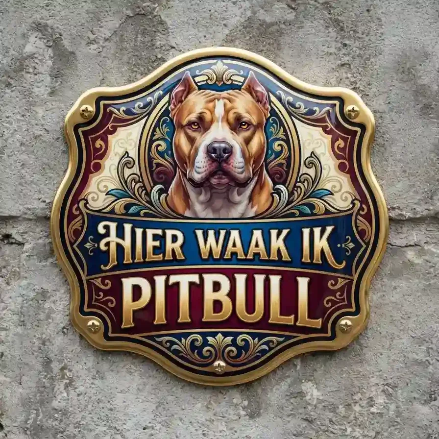 Waakbord Pitbull Acryl - Hier Waak Ik