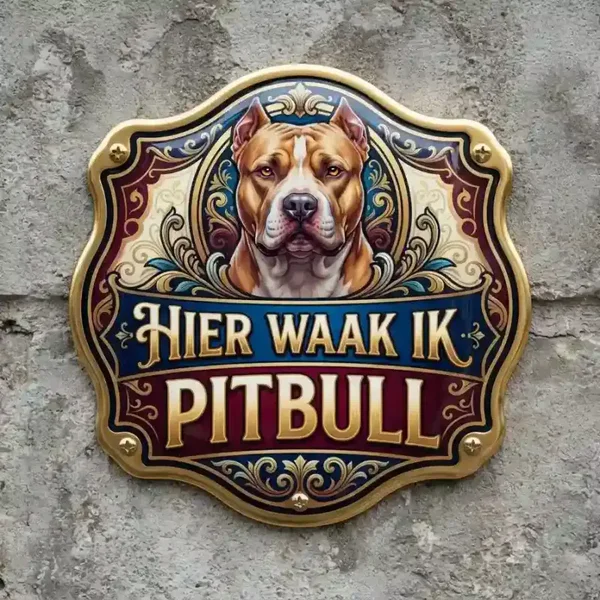 Waakbord Pitbull Acryl - Hier Waak Ik