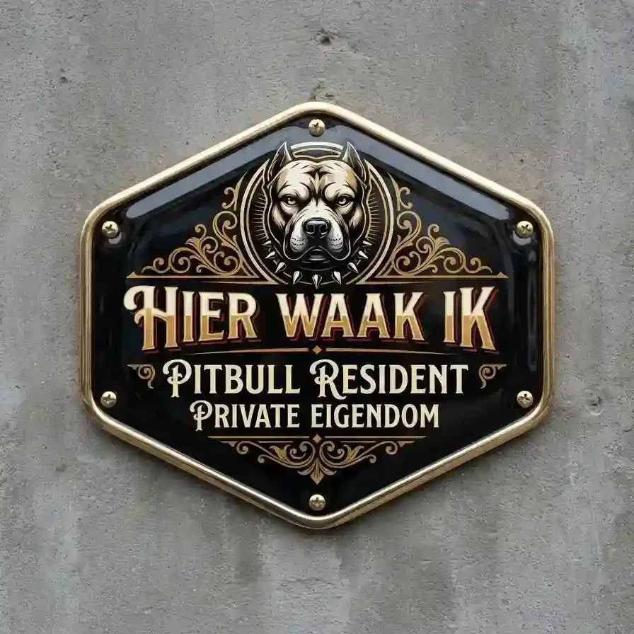 Waakbord Pitbull - Hier Waak Ik