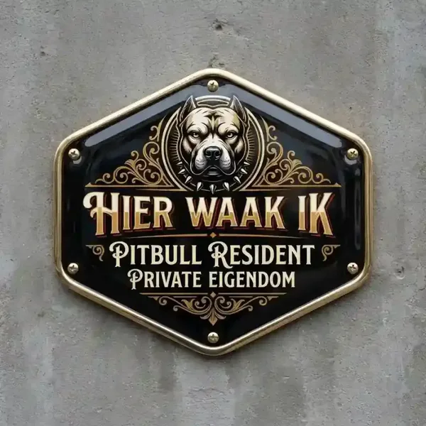 Waakbord Pitbull - Hier Waak Ik